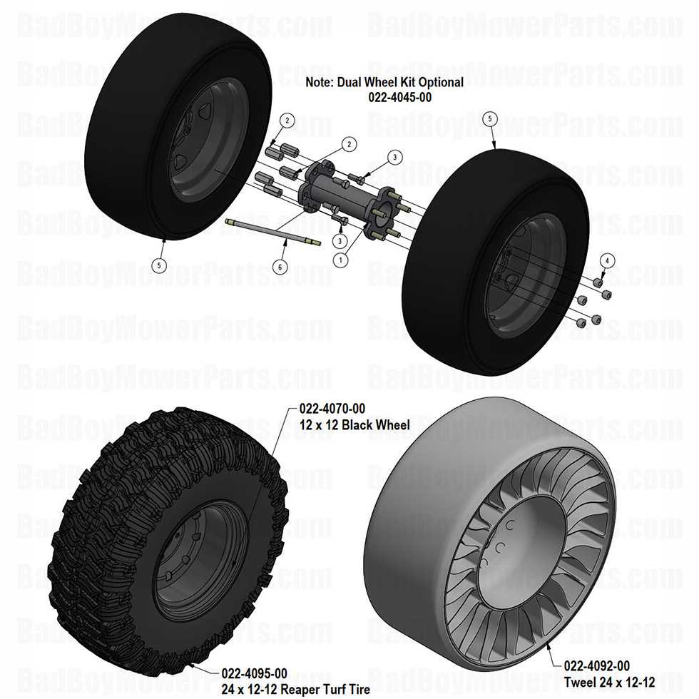 4206 - Bad Boy Mower Parts Lookup > 2025 > Revolt X > Rear Tires & Wheels
